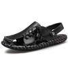 Leather Men Water Beach Sandals Summer Outdoor Casual Closed Toe Sports Sandals Non-slip Soft Hiking Wading Sneakers