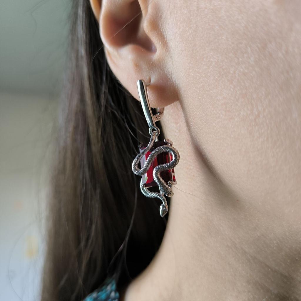 Серебряные серьги с натуральным гранатом 11.417ct (2181880)