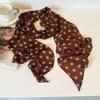 New headband, hair tie, long strip, brown polka dot silk scarf, printed high-end versatile accessories, neck women's scarf