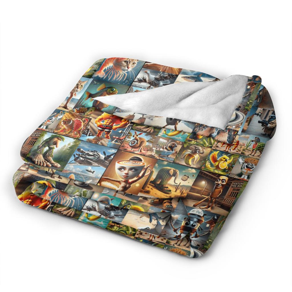 Funny Italian Brainrot Memes Compilation Blanket Travel Flannel Throw Blanket For Home Decor Super Warm Quality Bedspread Gift