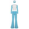 Amerikanisches lässiges Sport-Dreiteiler-Set: Colorblock Langarm-T-Shirt & Cropped Hose
