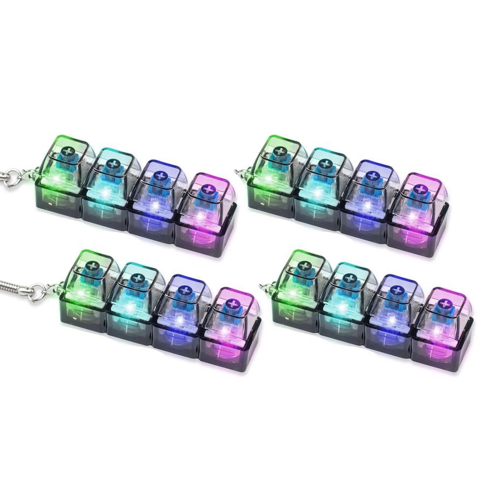 4 Keys Mechanical Keyboard Crystal Clicker Sensory Stress Relief Fidget Keyboard Keychain for Adults Anxiety Relief Daily Relax