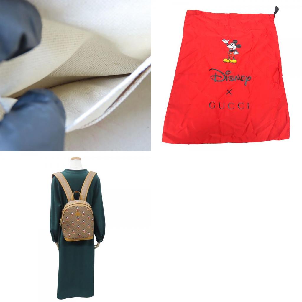 Used GUCCI Backpack Â· Daypack Small backpack 552884 GG Supreme Canvas Brown Camel Mickey Mouse