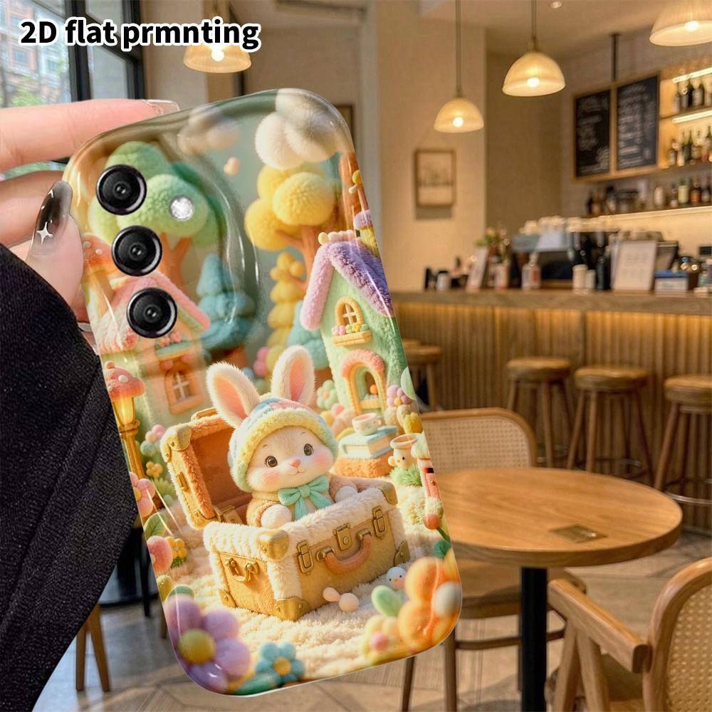 Phone Case: 2D flat, fits Samsung Galaxy A34 A35 M05 M06 S20 S22 S21 FE Plus 5G protective case, forest little rabbit house, perfect Christmas and Hal