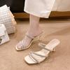 2025 New Internet Celebrity Explosion with Skirt Versatile High Heels Japanese College Women's Single Shoes Lady One-word Slippers