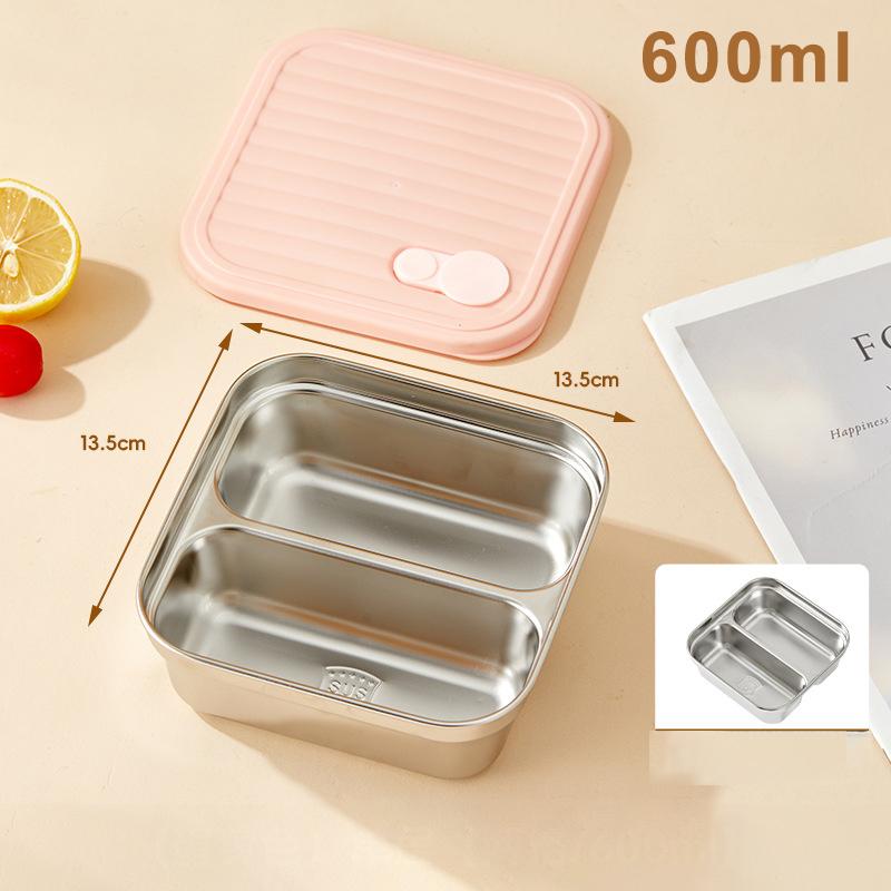 304 Stainless Steel Square Lunch Box With Lid Portable Fruit Salad Food Container Stackable Leak Proof Bento Box
