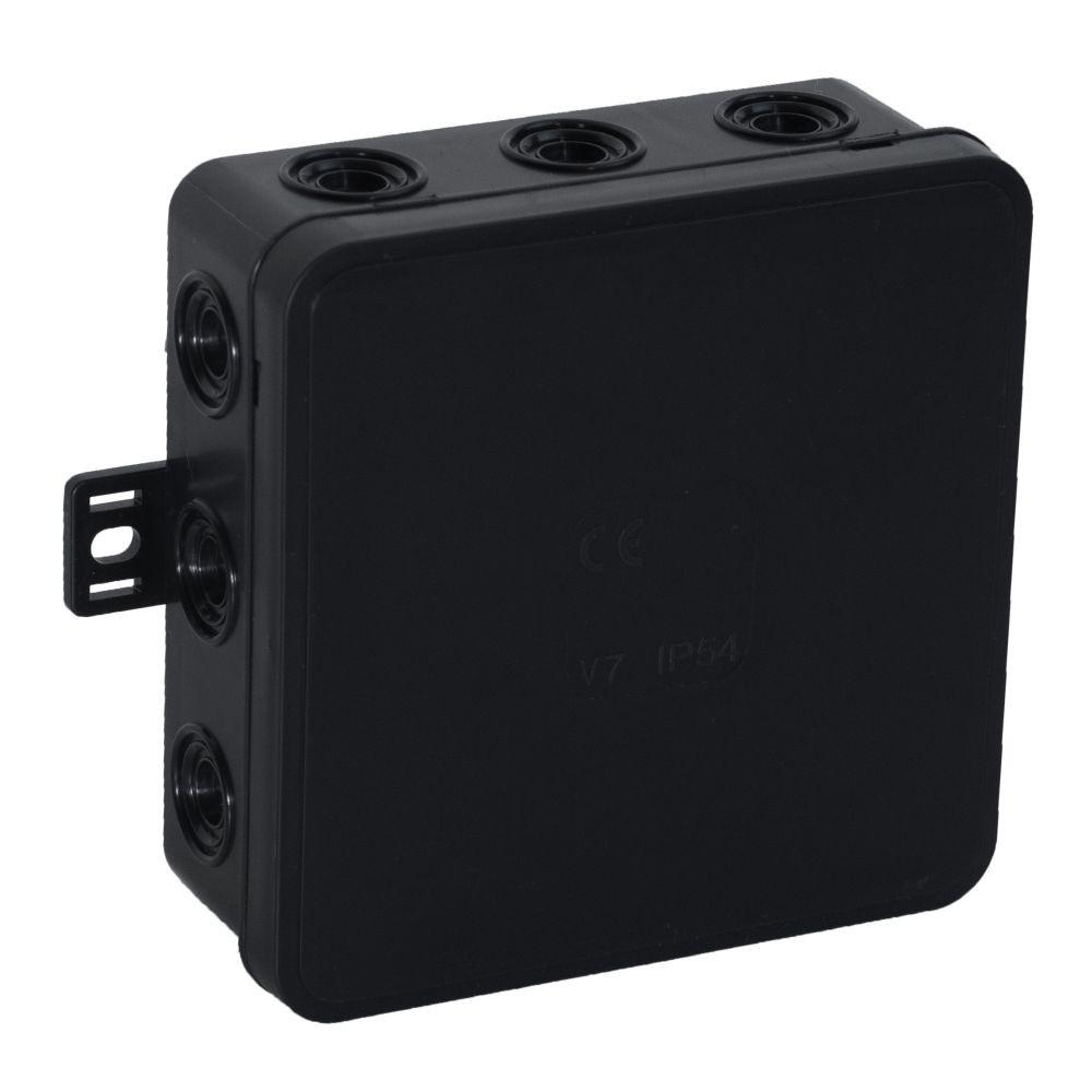 12-Inlet Click Surface-Mounted Box With Weakenings, Black, Hermetic V7