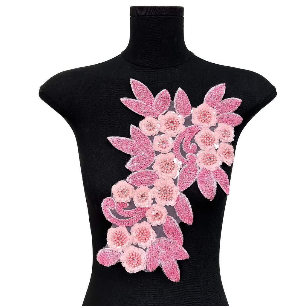 Mesh Sequin Nail Diamond Bead Embroidery Sewing Single Flower Collar Diy Decoration With Clothing Accessories Collar