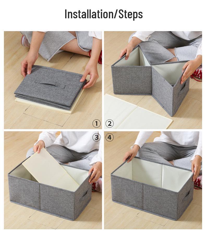 Cotton and Linen Folding Storage Box Organizer for Clothes and Toys