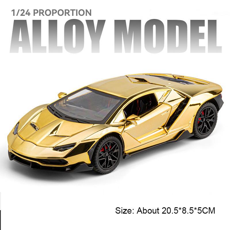 1:24 Scale LP770 Revuelto Sports Car Model Toy Adjustable Tail Fin Sound Light Shock Absorption Models Kids Holiday Presents
