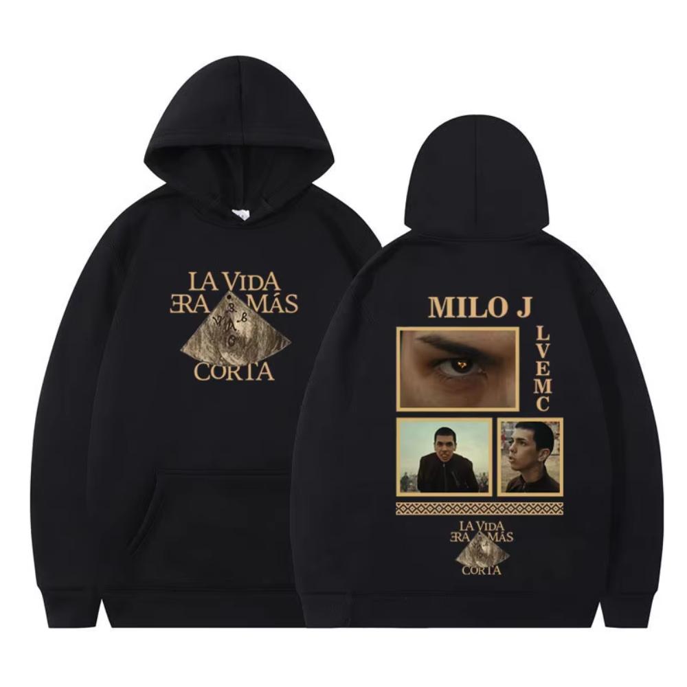 

Rapper Milo J La Vida Era Mas Corta Album Graphic Hoodie Men Women Pullover Long Sleeve Thick Sweatshirts S