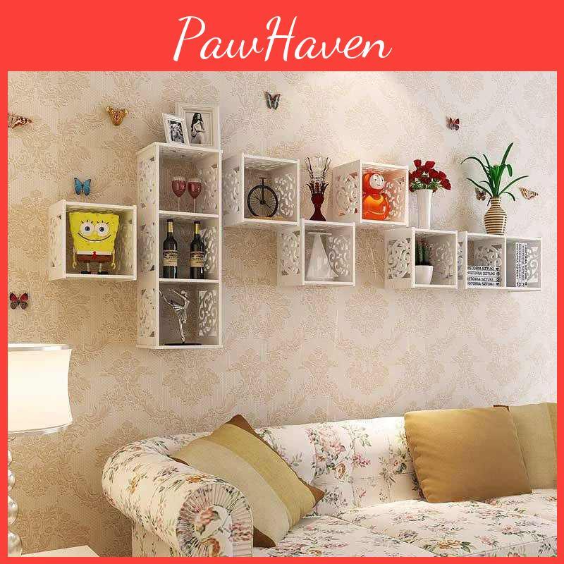 Shelf Creative Storage Wall Mounted Grid Rack Bedroom Decorative Nightstand