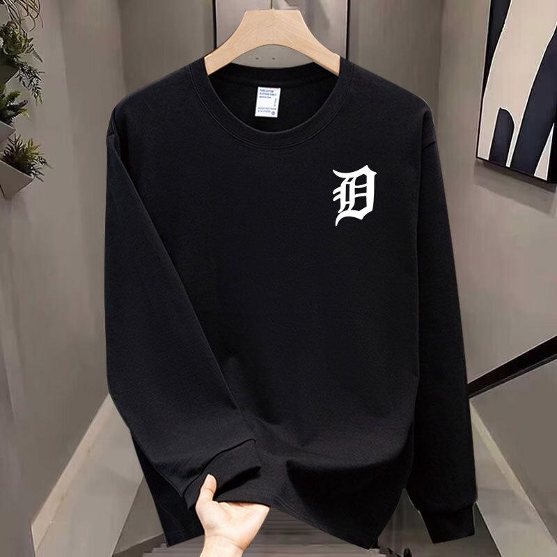 American Cotton T-Shirt Men'S Bottoming Shirt Long-Sleeved Fashion Trend Top Autumn And Winter Men'S And Women'S Crew Neck Sweater