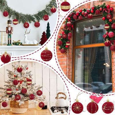 6/12PC Christmas Flocked Ornaments Balls Christmas Tree Velvet Ball Ornament Xmas Tree Hanging Pendants Home Party Decor Ball
