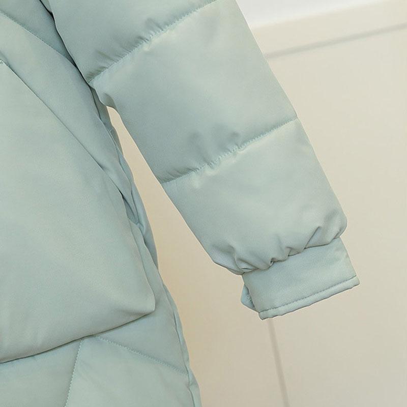 Winter Mid To Long Length Hooded Down Cotton Jacket Women's Thick Over Knee Waterproof Parka Coat Hooded Big Pocket Outercoat