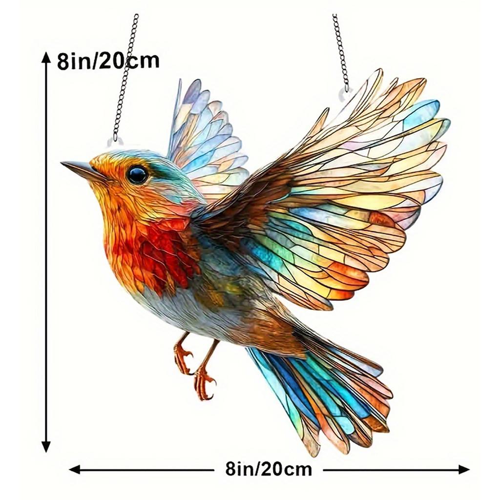 Cute Charming Cardinals Suncatcher Stained Glass Effect Hanging Window Ornament  Windows Gardens or Indoor All Season Decoration