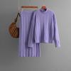 Autumn And Winter Jacquard Half High Collar Long Sleeve Knitted Shirt Hoodie Top Half Skirt Two Piece Set