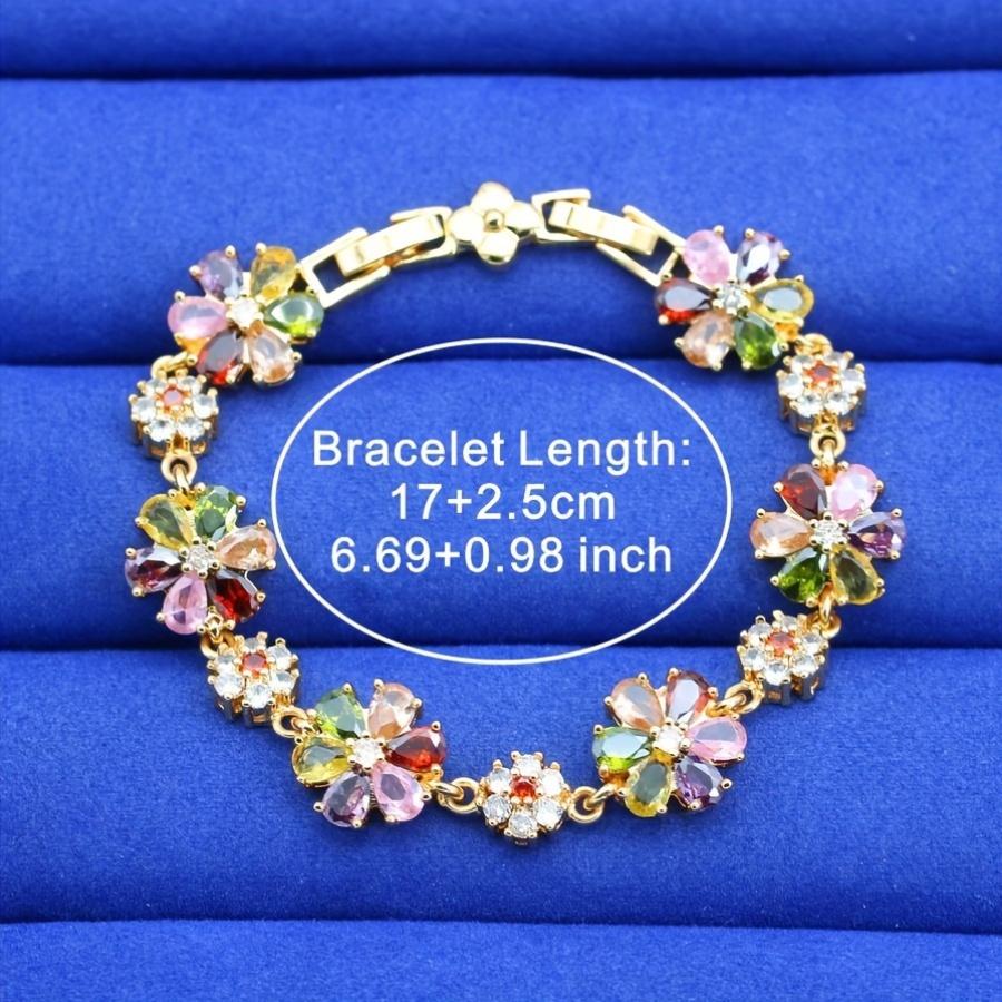 Gold Plared Multicolor Zirconia Bracelet Wedding Jewelry For Women Party Gift