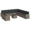 Vidaxl 12-Cz. Garden Furniture Set With Cushions, Grey, Poly Rattan