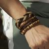 Vintage Multi-layer Feather Moon Leather Braid Bracelets Bangles For Men Handmade Geometric Star Rope Wrap Bracelet Jewelry Gift