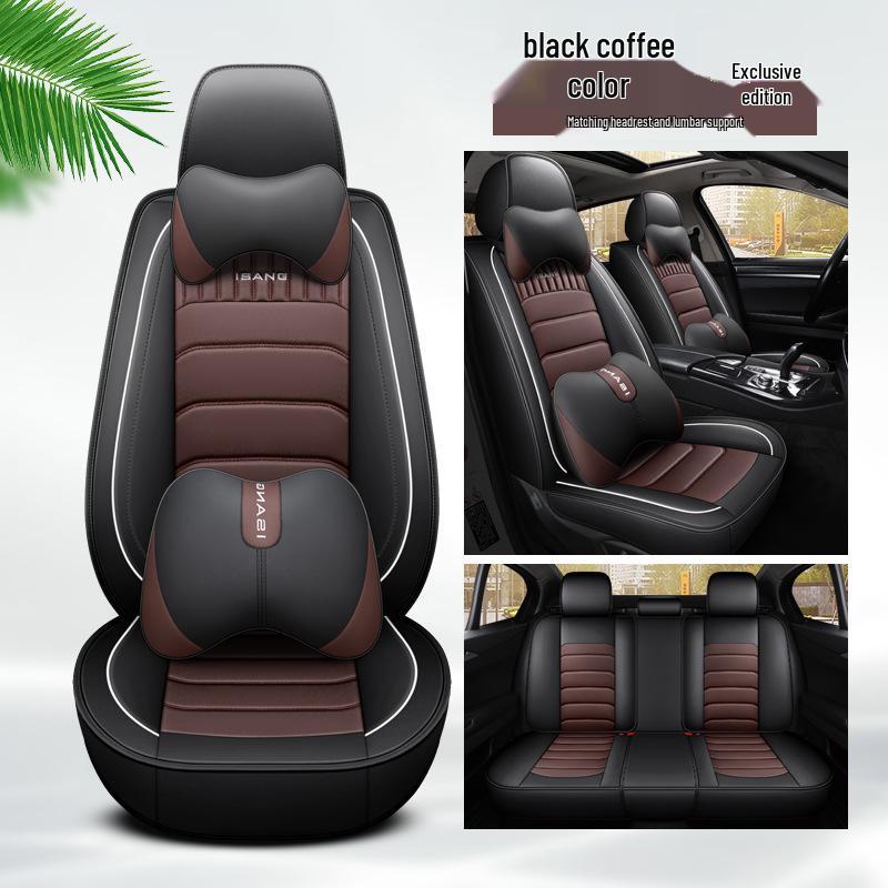 All-Season Full Leather Car Seat Cover - Universal Fit, Full Wrap Design