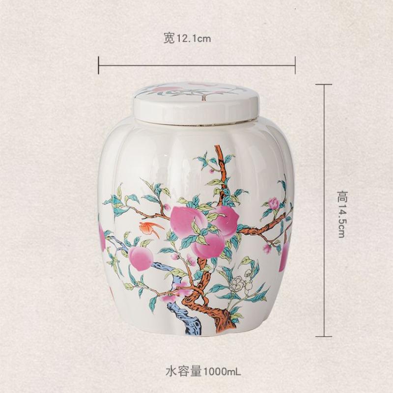Creative Ink Landscape Pattern Ceramic Tea Caddy with Lid Sealed Moisture-proof Storage Jar Countertop Crafts Decoration Jar