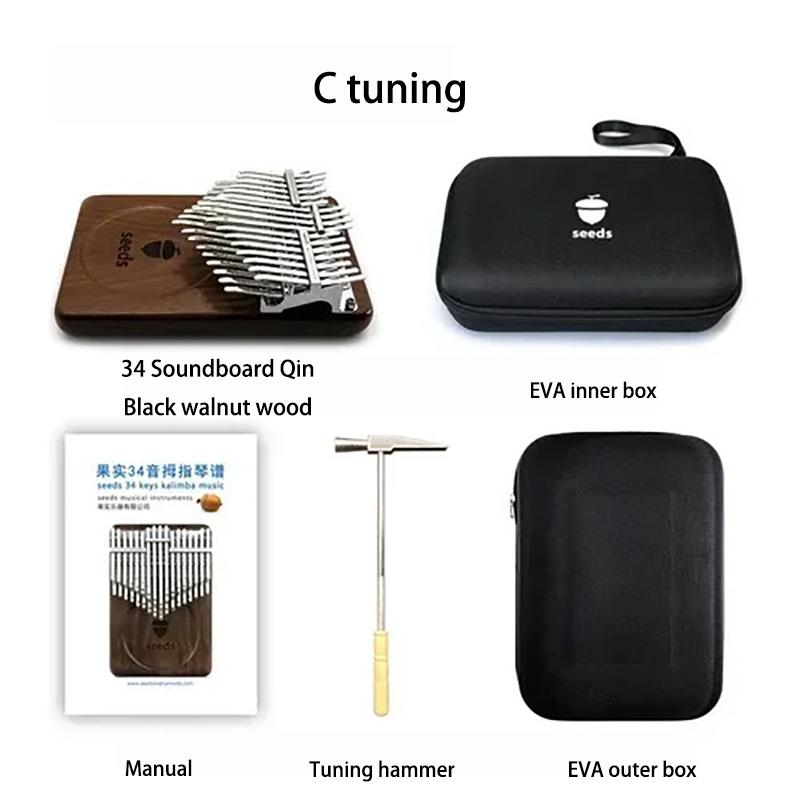 24 Keys Walnut Wood Kalimba Musical Keyboard Accessories Music Finger Piano Cute Gift