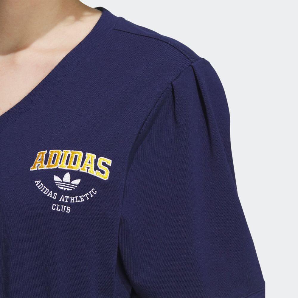 adidas Originals Letter V-Neck Short Dress Women Dress Blue IU4772