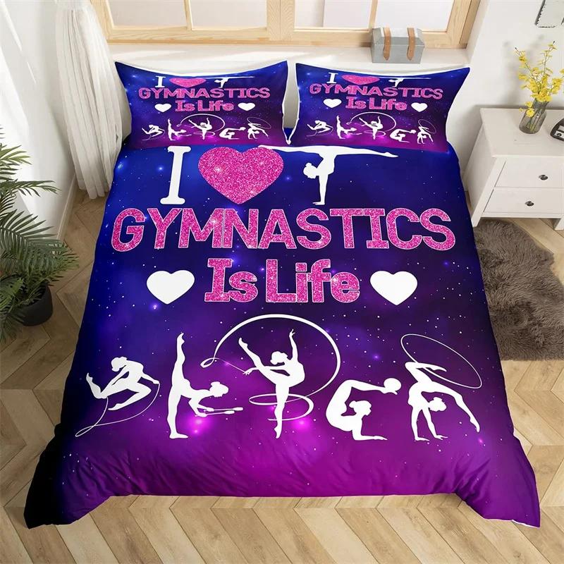Gymnastik Sport Påslakanset Regnbåge Akvarell Tie Dye Queen Sängkläder Mikrofiber Cheerleading Täcke För Yogaälskare