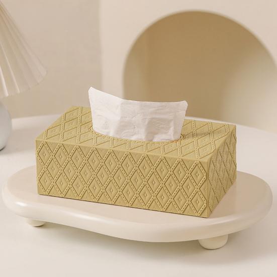 Tissue Box, with Waterproof Wear-Resistant Surface, Diamond Embossed Texture Compact Paper Holder for Office Bedroom