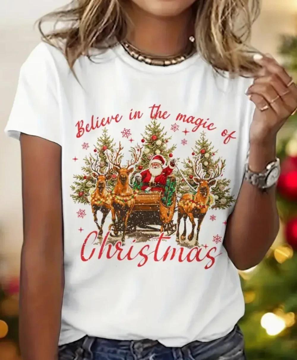 Festive Christmas Graphic T-Shirt Santa Claus Reindeer Design Tee XXXXL