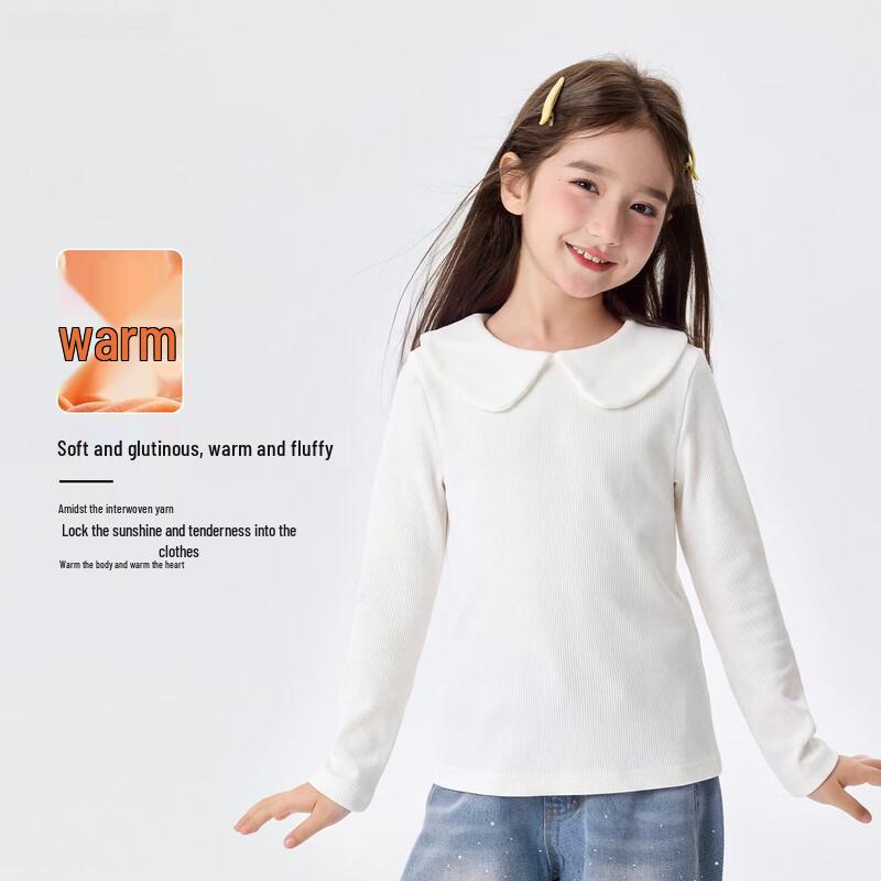 Girls' Sweet Peter Pan Collar Long-Sleeve Base Layer T-Shirt