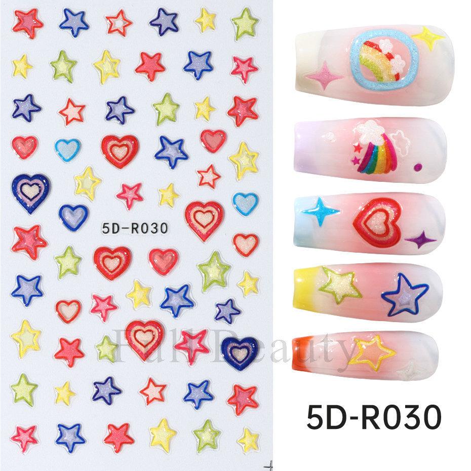 Nail Art Stickers Romantic Valentine's Day Mini Colorful Heart Embossed Three-dimensional Adhesive Nail Stickers