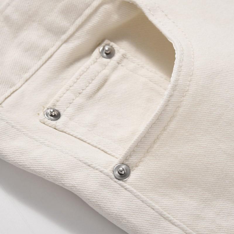 Mens Solid Color Flared Jeans Casual Streetwear Loose Denim Pants Trendy Hip Hop Style