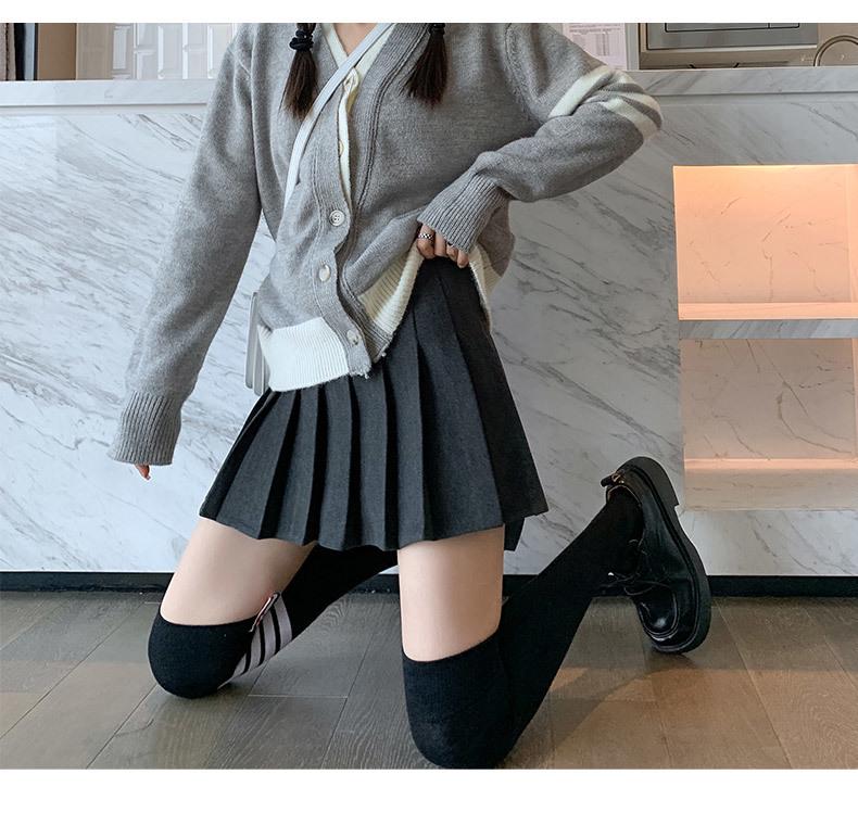 New 2024 Women's High Waist Black Pleated A-line Skirt - Short, Slimming, Summer to Autumn Style