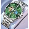 Luxury Automatic Mechanical Men Watch Fashion Moon Phase Business Watches Hollow Tourbillon Stainless Steel Men Wristwatch