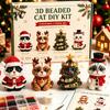 Parent Child Interactive Activity 3D Beaded DIY Kit, Lifelike Christmas Animal Beading Craft Set, Set for Kids Handmade Easy Embroidery Kit And Adults