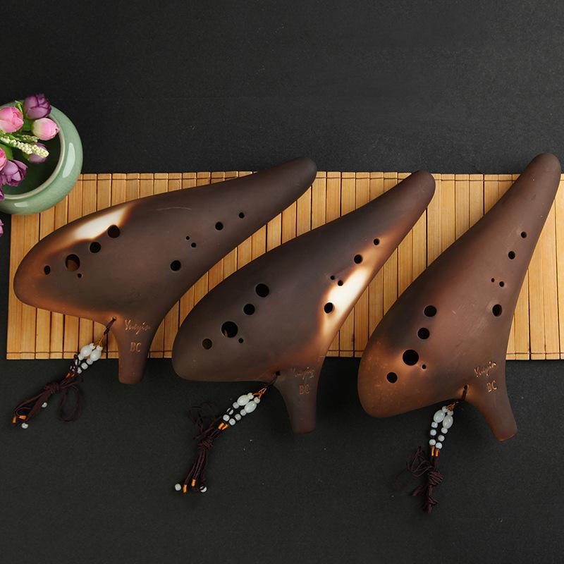 Ocarina Orff Instrument muzyczny Profesjonalny flet Retro Flet ceramiczny 12 otworów C-key Profesjonalny typ występu Flet ceramiczny zwykły wypalany