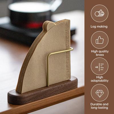 Coffee Filter Paper Holder Alnut Filter Paper Rack Holder Coffee Accessories Stand Capacity of 60 Pcs Paper Storage Durable