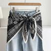 Spring and autumn green atmosphere floral triangle scarf girl versatile headscarf silk scarf small scarf shawl decorative fart curtain