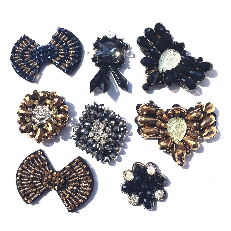 Fan Flower Rhinestone Beaded Patches Perle Pour Coudre Vetement Applique Sew On Patches for Clothes Bordados Para Costura