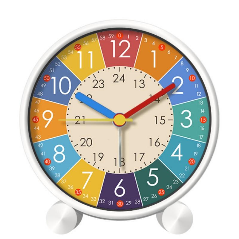Early Learning Desktop Alarm Clock Children Wake Up Alarm Clock to Tell Time Living Room Bedroom Silent Desktop Clock