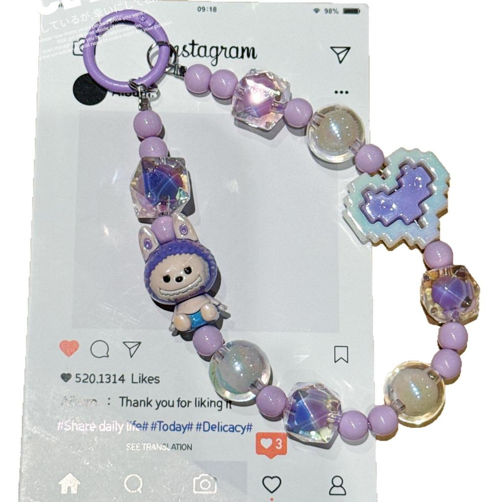 Doll Mobile Phone Chain Pendant POP MART Cute Bead String Keychain Mobile Phone Case Pendant