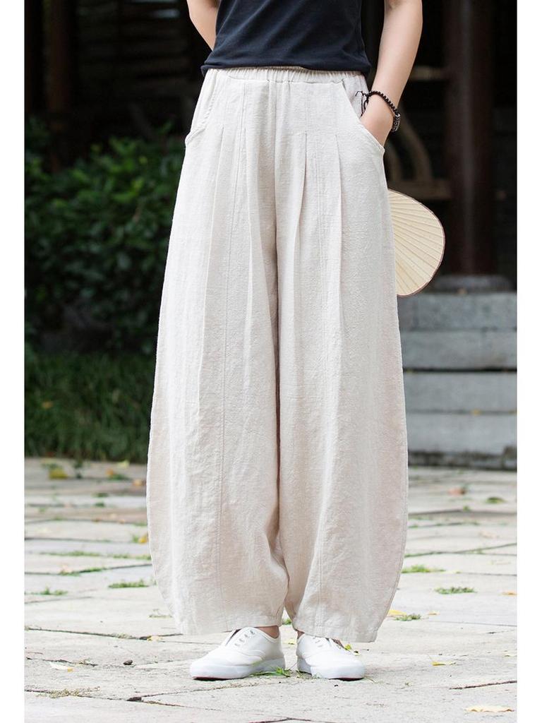 Women's Spring/Summer Zen Retro Cotton Linen Lantern Pants