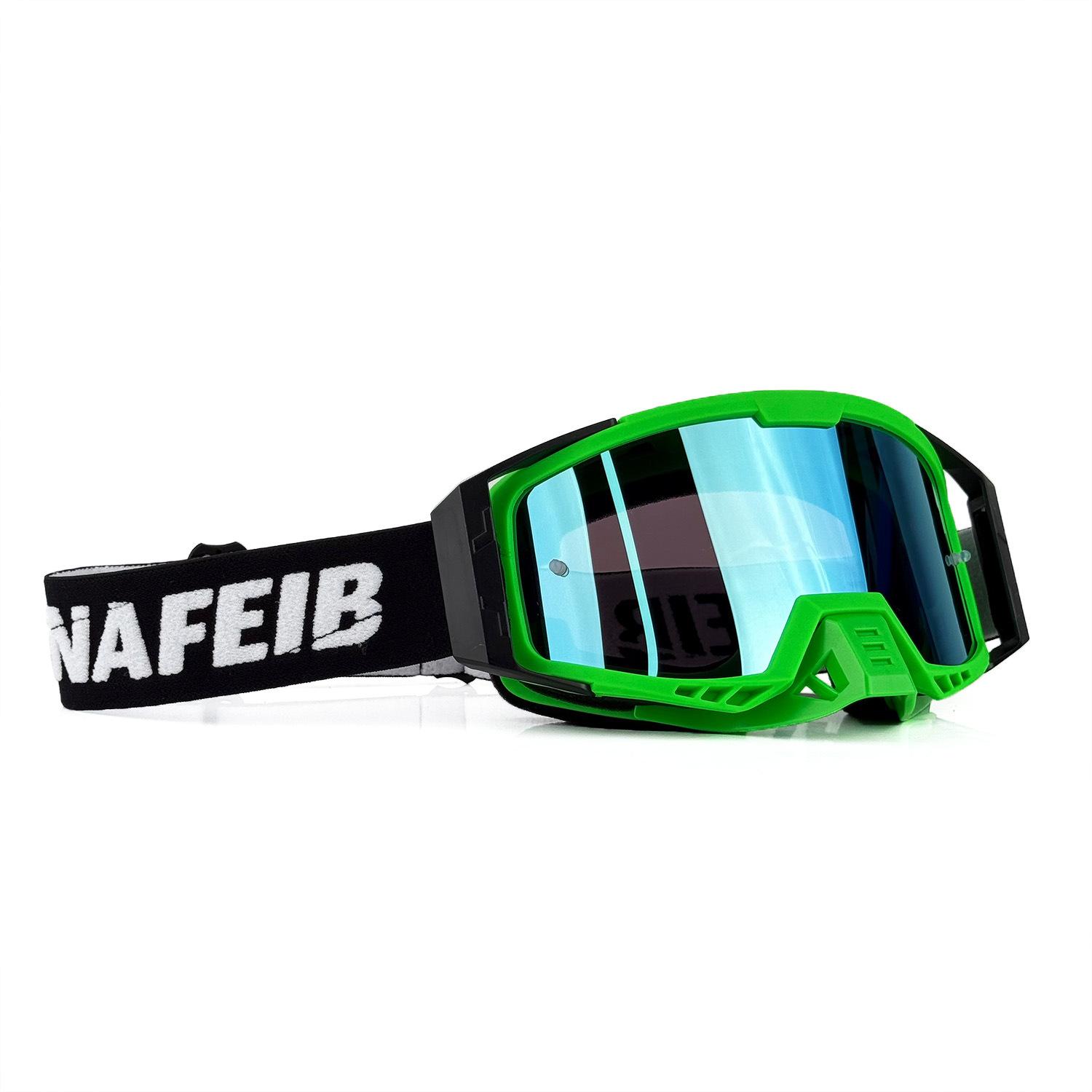 

N10Off-road goggles, patented motorcycle riding goggles, high-density sponge, outdoor sports CE Authentication Green frame with black ed