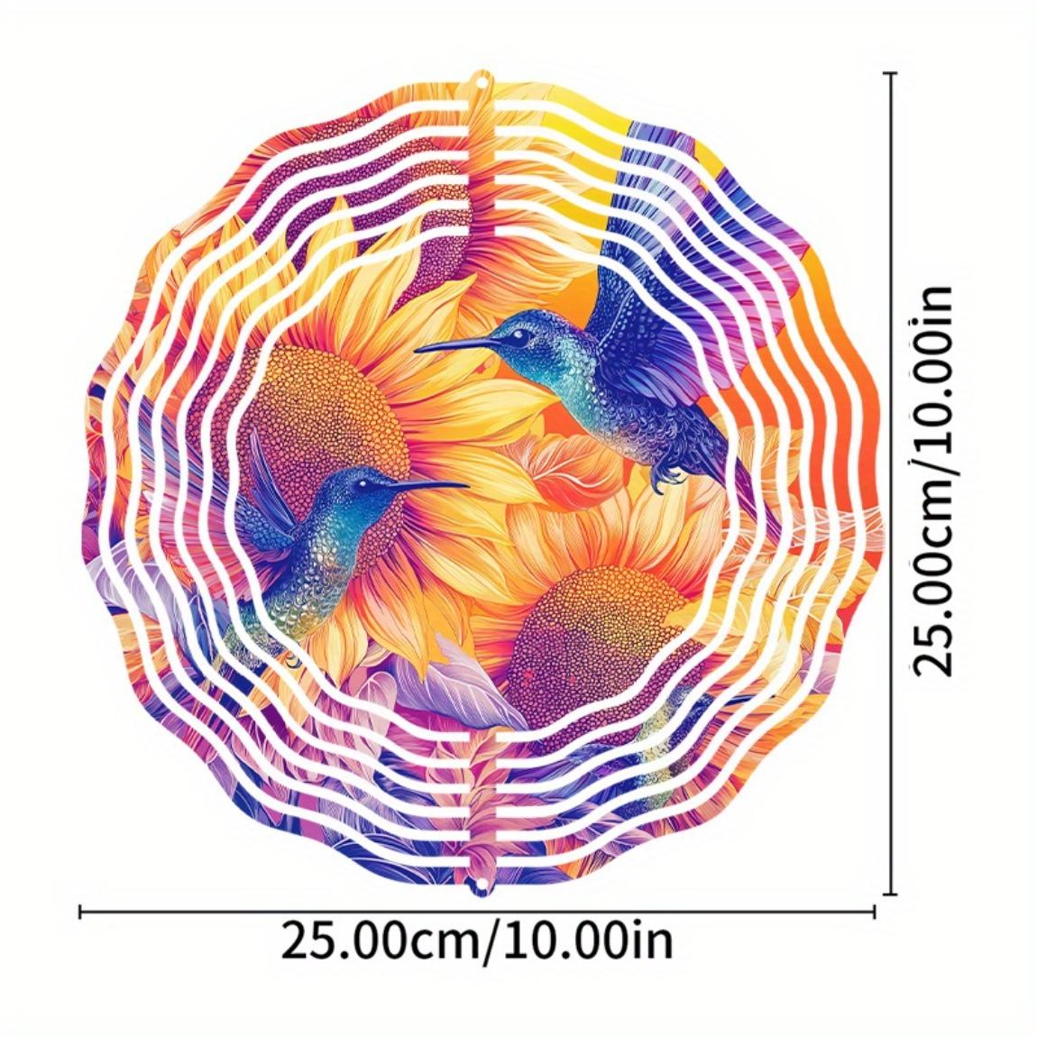

10 Inch Hummingbird Wind Spinner Outdoor Hanging Decor with 360 Rotating Hook for Garden Balcony Lawn Spring Summer Decoration Creative Gift 01A