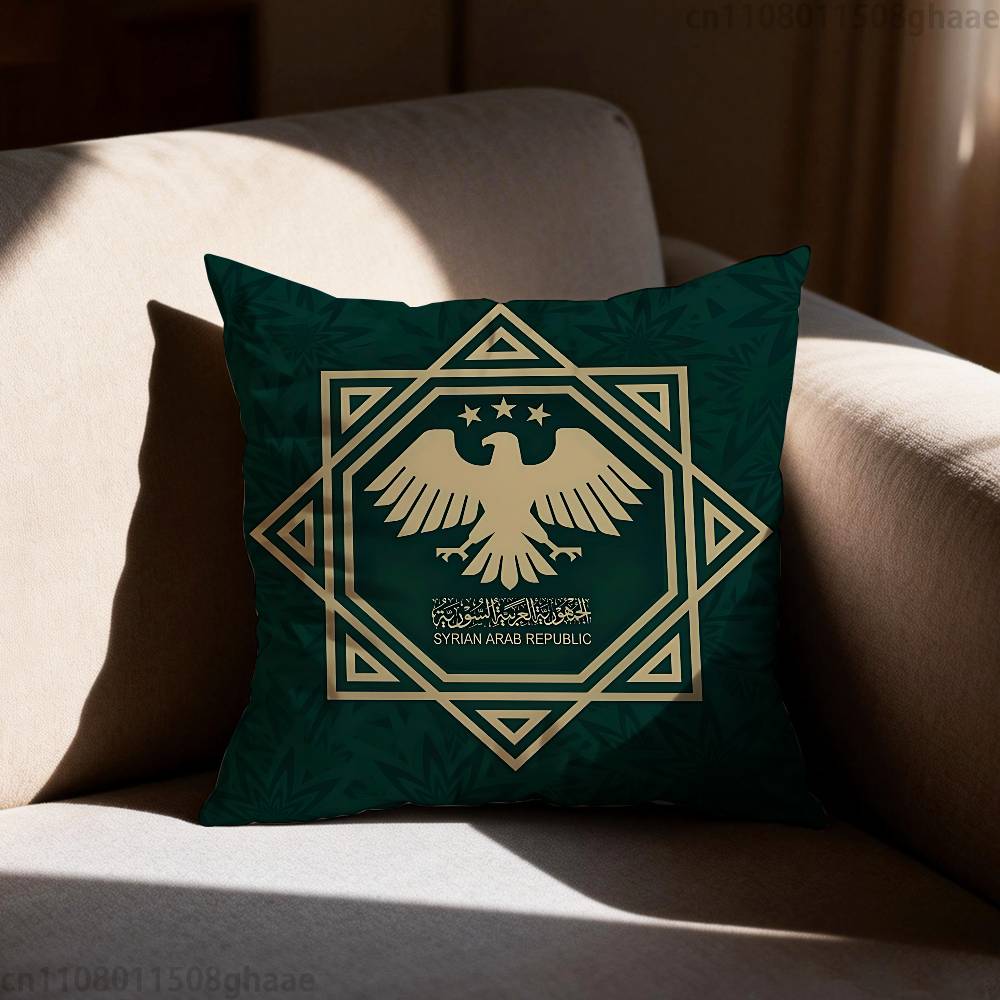 Eagle Syrian New 2026 Logo Flag  Pillow Case Sofa Living Room Bedroom Headboard Backrest Cushion Square Cushion Nap Time
