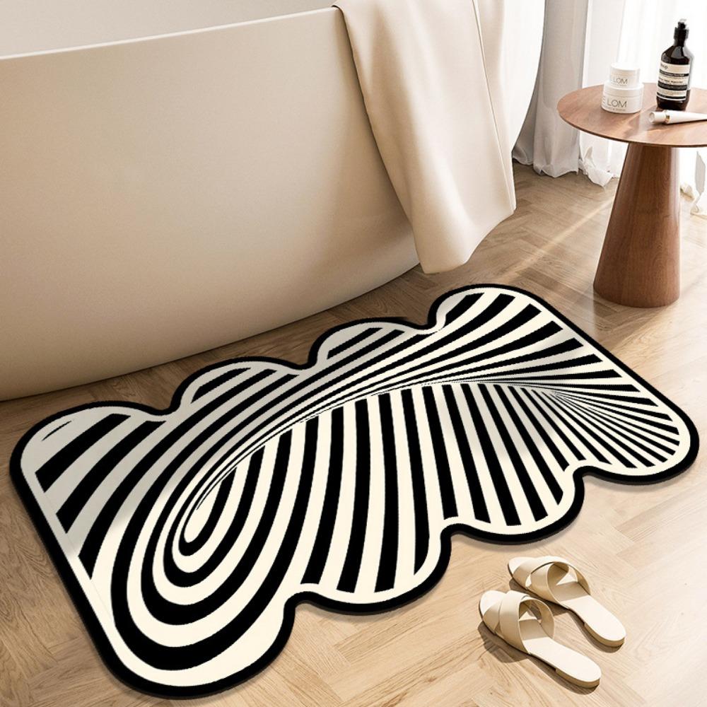 Irregular Simple Printing Bathroom Thickening Mat Bath Non-slip Carpets In Wash Basin Bathtub Side Floor Rug Shower Room Doormat Memory Foam 3D Pad