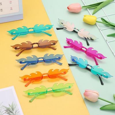 Novelty Eyewear Rimless Cosplay Sun Glasses Sunglasses For Women Flame Sunglasses Flame Shaped