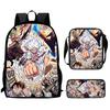 Cartoon One Piece 3pcs Lightweight Durable School Backpack with Crossbody Bag Pencil Case for Boys Girls Age 6-10 Primary School